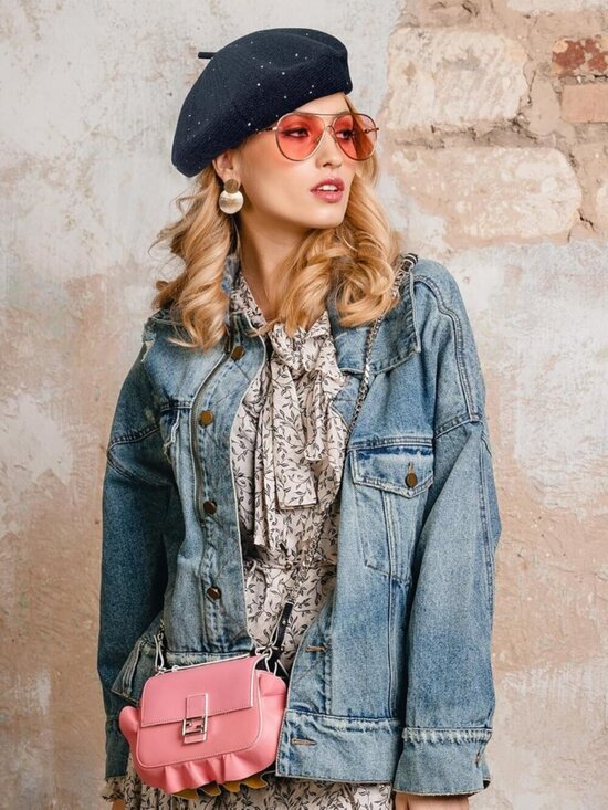 Women\'s Stylish French Lanzom Classic Knitted Beret Hats Royal Blue main image 4